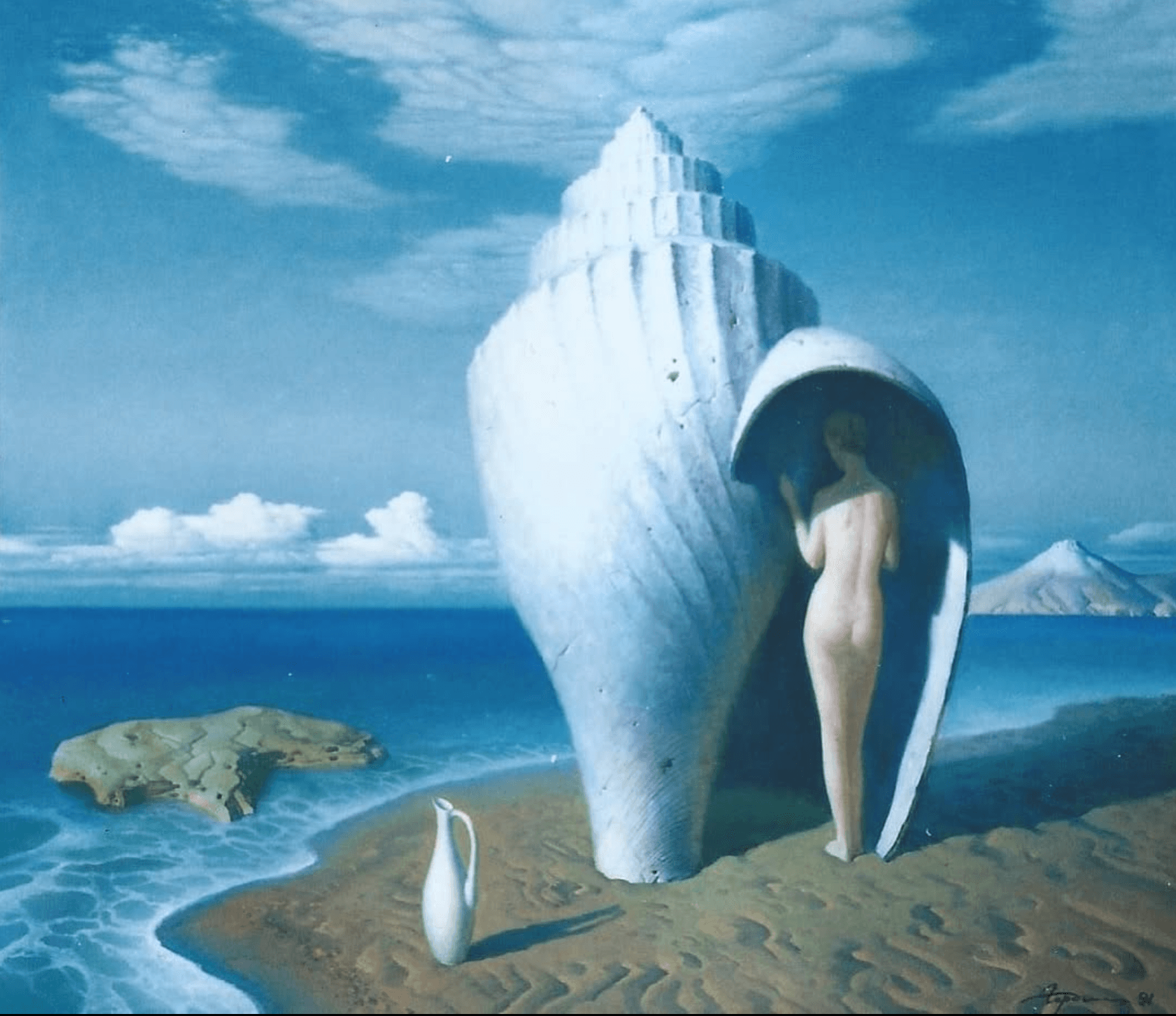 Woman, Seashell and Jug