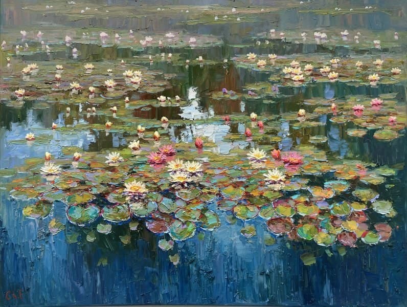 River with water lilies